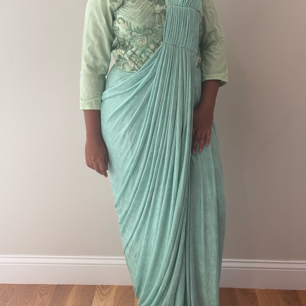 Elegant Mint Green Women's ready to wear Saree